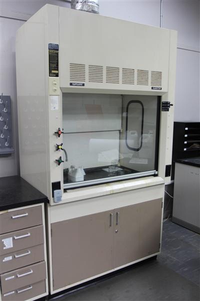 Lot Lab Fixtures Including Hamilton Safeaire Fume Exhaust Hood w Bench, Leco VP-160 3-Station Polishing Bench w Wet Sink.JPG